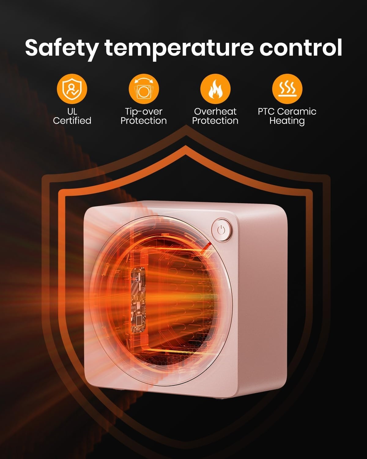 image:imageGaiatop Mini Space Heater Lightweight PTC Ceramic Fast Heating 500W Energy Efficient for Indoor Use Overheating amp 45 TipOver Protection Portable Desk Electric Heaters for Office Home PinkPink