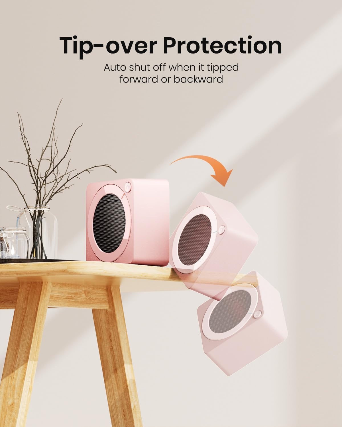 image:imageGaiatop Mini Space Heater Lightweight PTC Ceramic Fast Heating 500W Energy Efficient for Indoor Use Overheating amp 45 TipOver Protection Portable Desk Electric Heaters for Office Home PinkPink