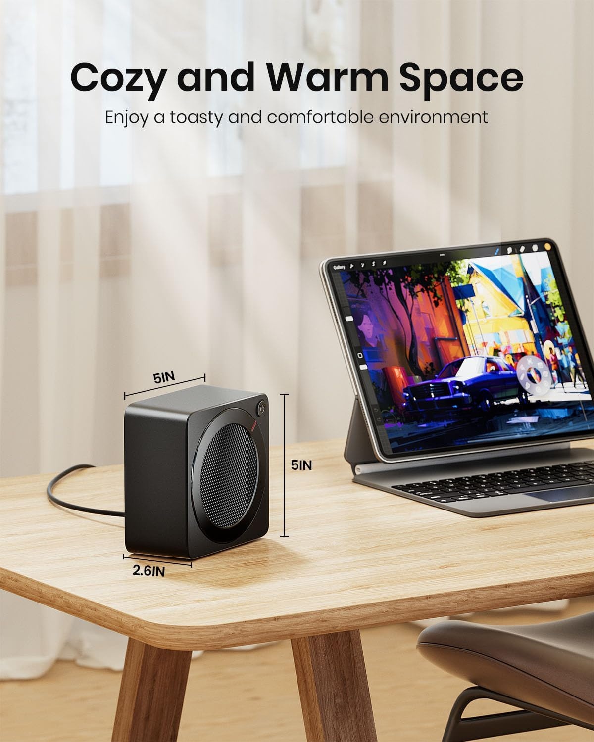 image:imageGaiatop Mini Space Heater Lightweight PTC Ceramic Fast Heating 500W Energy Efficient for Indoor Use Overheating amp 45 TipOver Protection Portable Desk Electric Heaters for Office Home PinkBlack