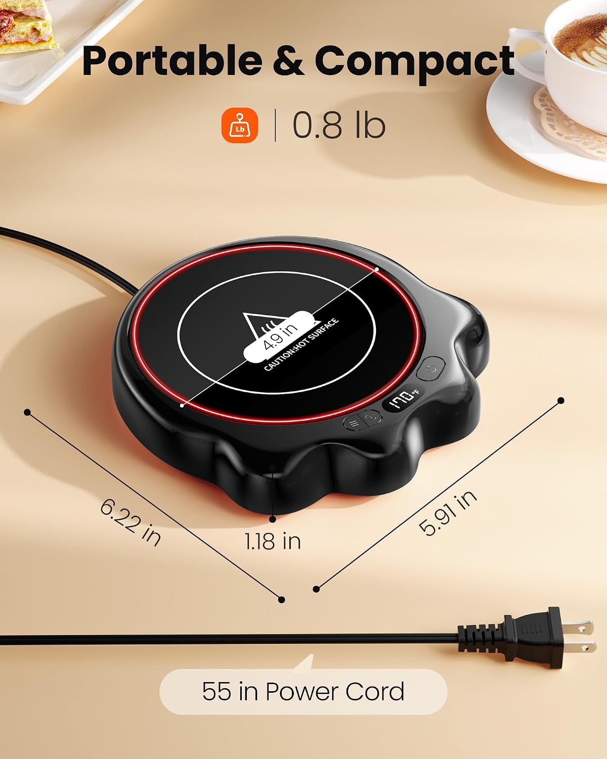 image:imageGaiatop Mug Warmer 50W Cute Cat Paw Cup Warmers 3 Temp Settings 210H Auto Shut Off Coffee Accessories Keep Beverage Hot for Desk and Home Heated Plate Stocking Stuffers for Tea Candle PinkBlack