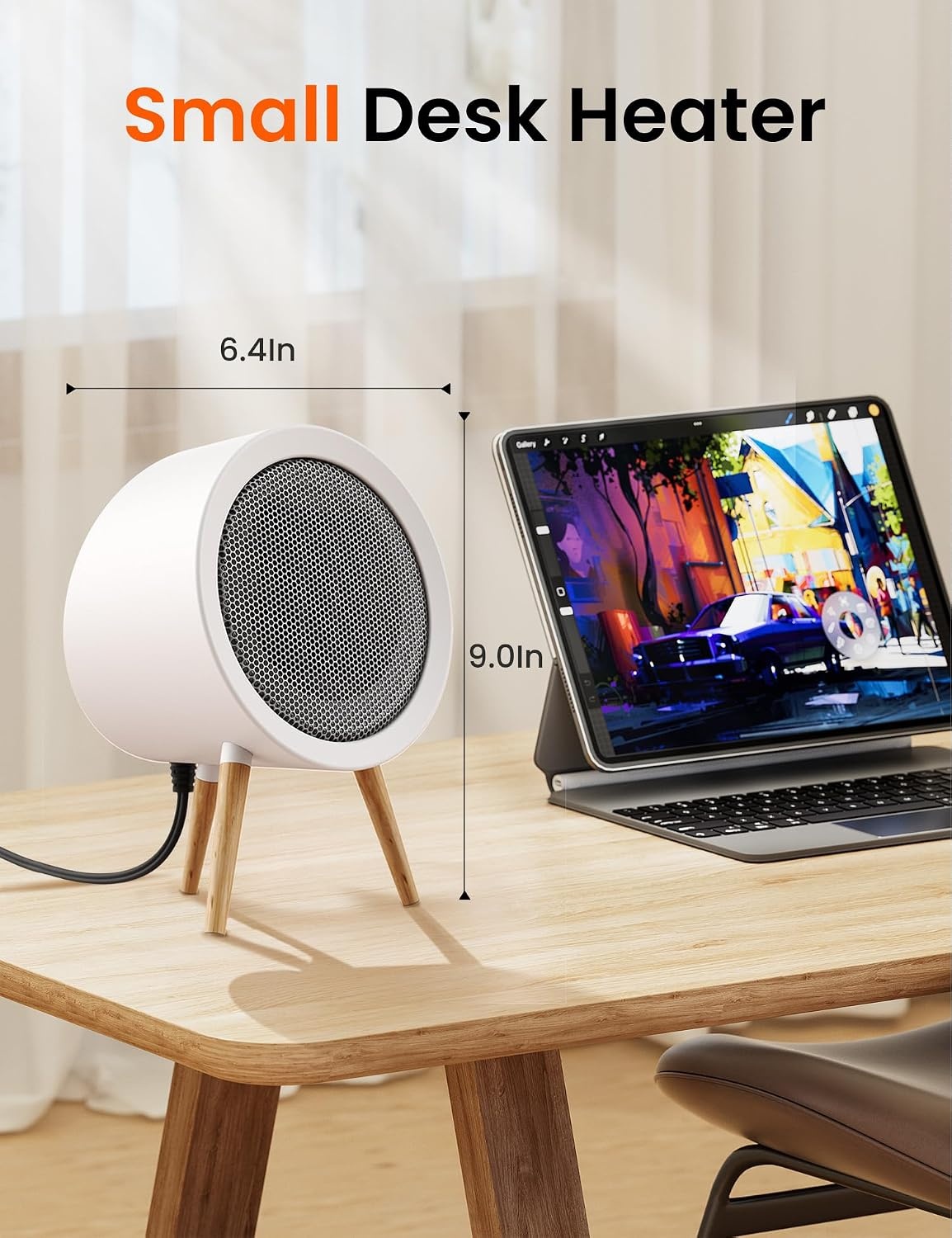 image:imageGaiatop Portable Space Heater for Indoor Use 1000W600W Small Electric Desk Heater for Bedroom or Office 2s PTC Ceramic Heating Overheat amp TipOver Protection Cute Gifts for Women Men White