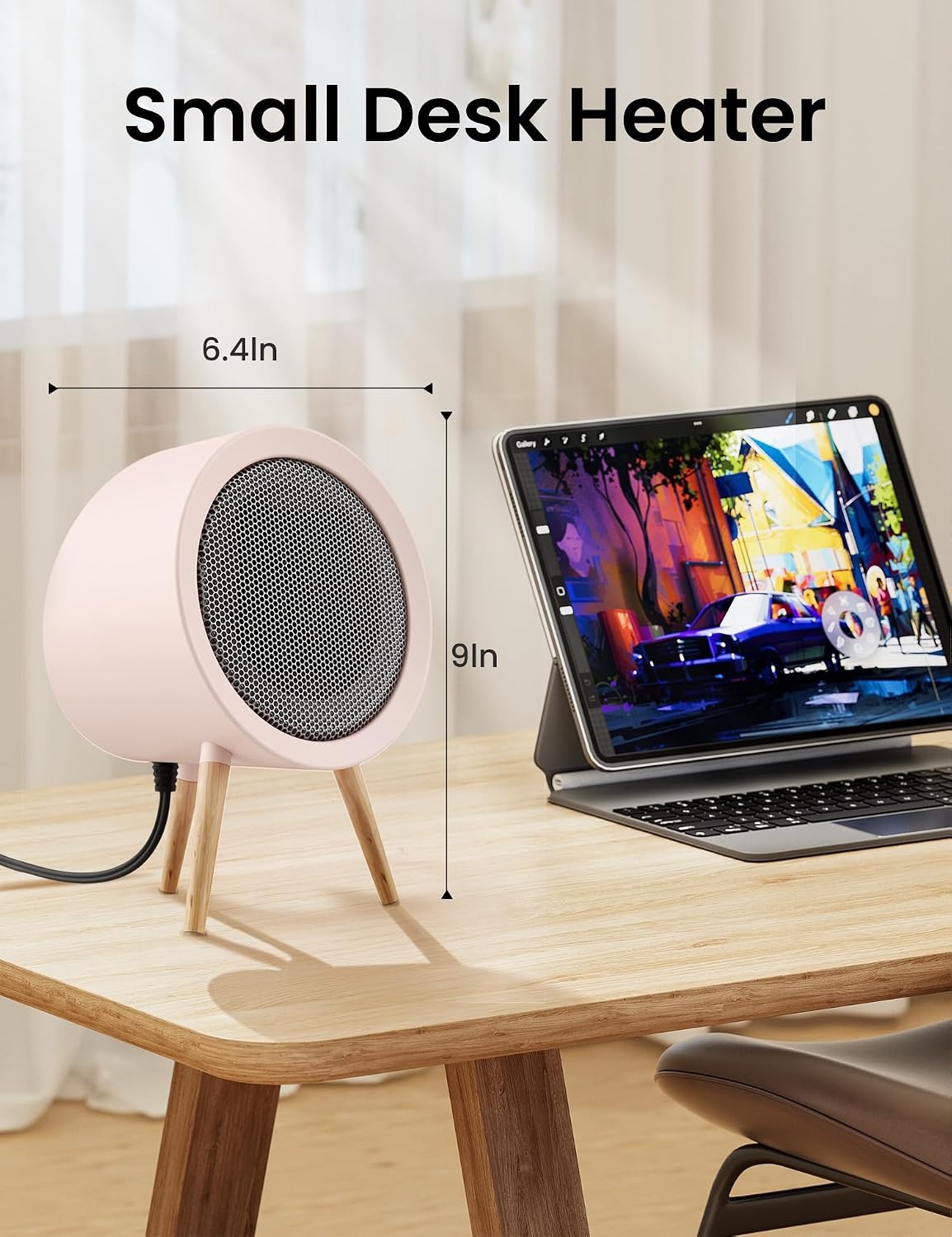 image:imageGaiatop Portable Space Heater for Indoor Use 1000W600W Small Electric Desk Heater for Bedroom or Office 2s PTC Ceramic Heating Overheat amp TipOver Protection Cute Gifts for Women Coworkers Pink