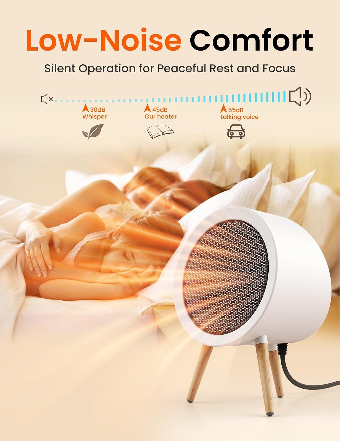 image:imageGaiatop Portable Space Heater for Indoor Use 1000W600W Small Electric Desk Heater for Bedroom or Office 2s PTC Ceramic Heating Overheat amp TipOver Protection Cute Gifts for Women Men White