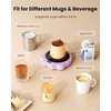 Gaiatop Mug Warmer, 50W Cute Cat Paw Cup Warmers, 3 Temp Settings, 2-10H Auto Shut Off, Coffee Accessories Keep Beverage Hot for Desk and Home, Heated Plate Stocking Stuffers for Tea Candle Pink(Purple)