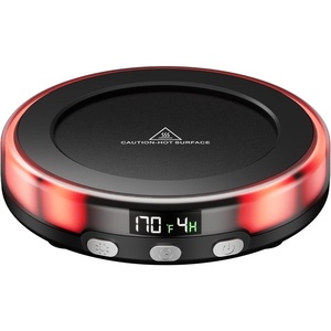 Gaiatop Coffee Mug Warmer for Desk, 3 Temp Settings, 2-9Hrs Timer, 3 Colorful Romantic Atmosphere Light Modes, Stocking Stuffers, Beverage Heating Plate with Digital Display for Candle Tea Milk Black(Black)